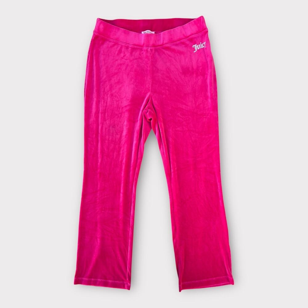 Juicy Couture Velour Track Pants Rhinestone Hot Pink Womens size XL Cozycore Y2K